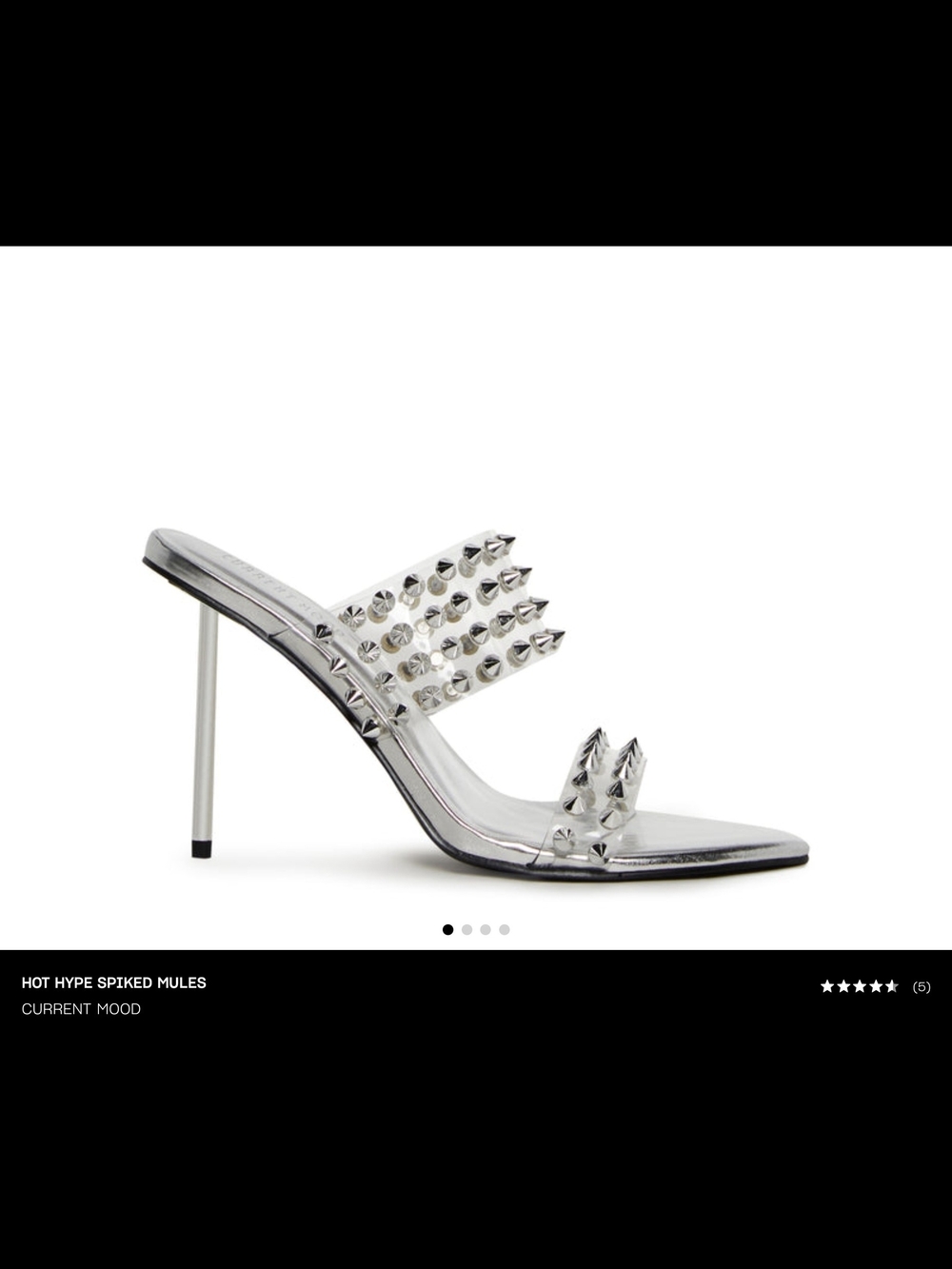 Dolls Kill By Current Mood Silver Spiked Clear-Strap Mules